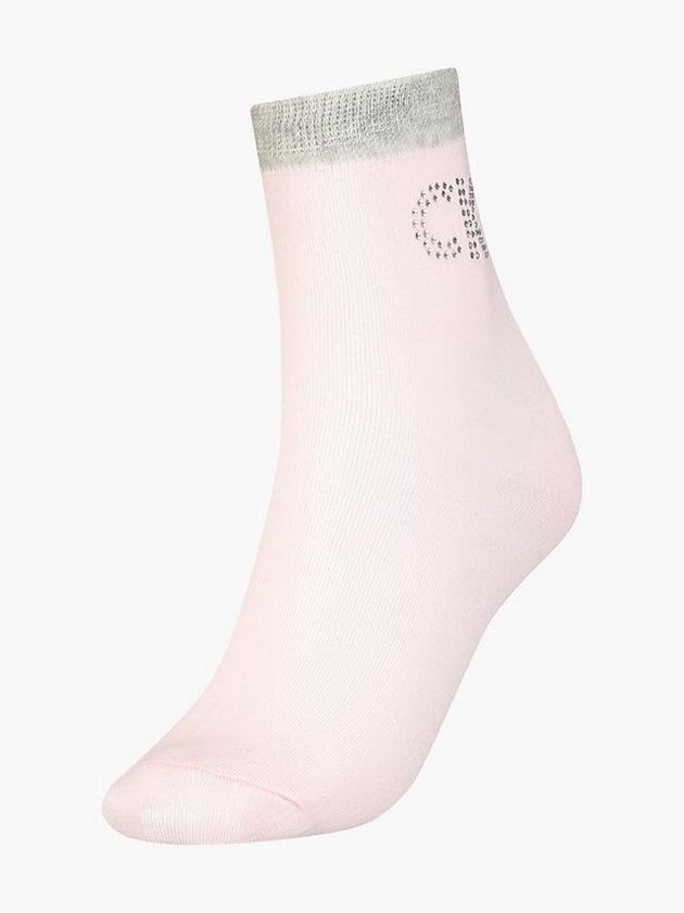 Calvin Klein USA Crystal Logo Crew Womens Socks Pink 6132547-TF